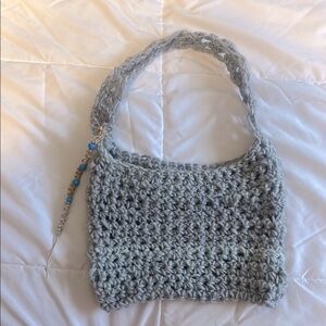 Wellness Stone Grey Crochet Shoulder Bag with Natural Jute Accessory 🌿